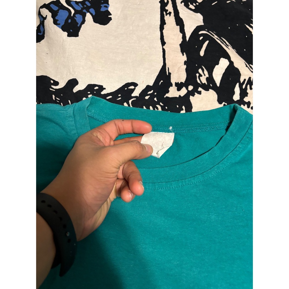 Teal Solid Basic T Shirt Mens Oversized Comfort F… - image 6